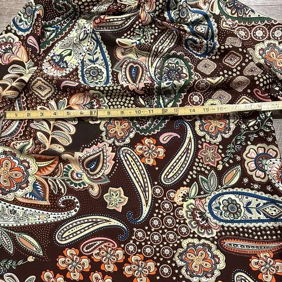 Nasty Gal Brien Paisley Print boho mini shift Dress with bell sleeves size 6 - Picture 12 of 13